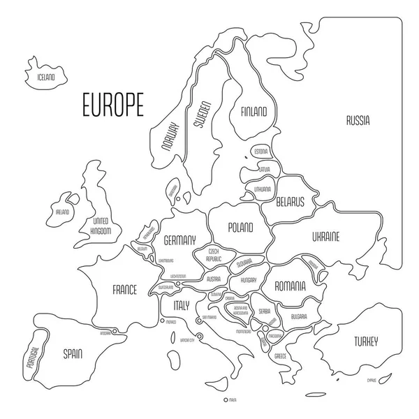 Förenklad smidig karta över Europa — Stock vektor