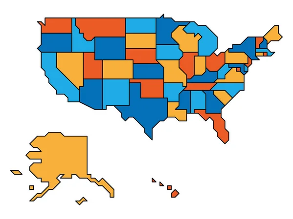 Mapa retro generalizado de Estados Unidos — Vector de stock