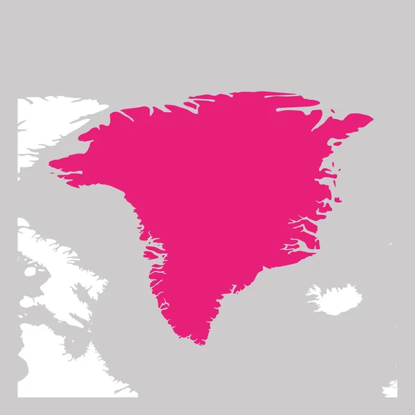 Χάρτης της Γροιλανδίας ροζ τονίζεται με γειτονικές χώρες — Διανυσματικό Αρχείο