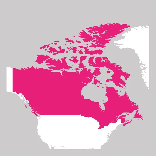 Mapa de Canada pink resaltado con los países vecinos — Archivo Imágenes Vectoriales