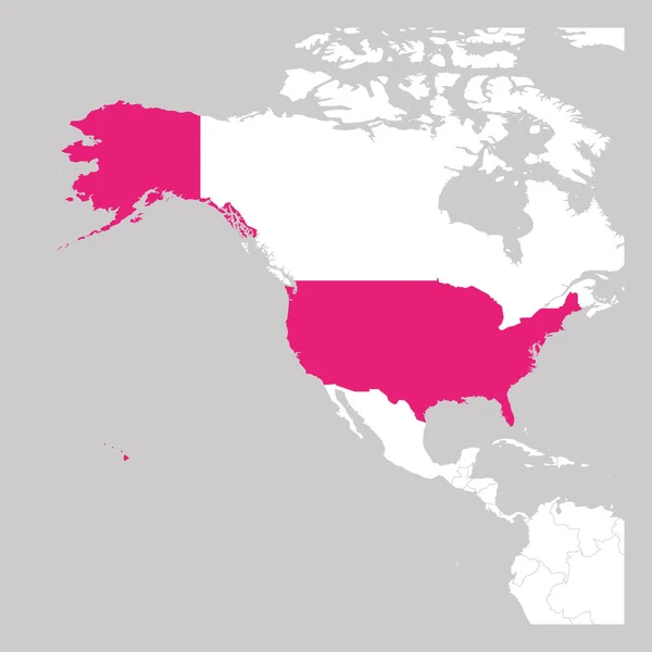 Mappa di Stati Uniti d'America, Stati Uniti d'America, rosa evidenziato con i paesi vicini — Vettoriale Stock