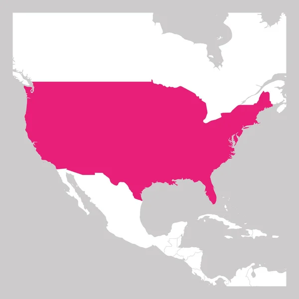 Χάρτης των Ηνωμένων Πολιτειών της Αμερικής, ΗΠΑ, ροζ τονίζεται με γειτονικές χώρες — Διανυσματικό Αρχείο