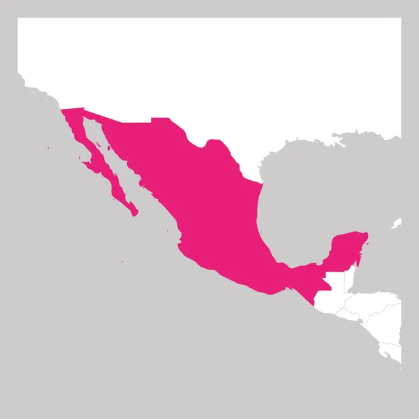 Karta över Mexiko rosa markerad med grannländer — Stock vektor
