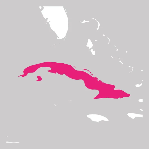 Carte de Cuba en rose mis en évidence avec les pays voisins — Image vectorielle