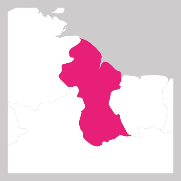 Mapa Guayany růžová zvýrazněná sousedními zeměmi — Stockový vektor