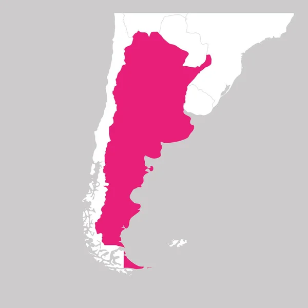 Mapa de Argentina rosa resaltado con los países vecinos — Vector de stock