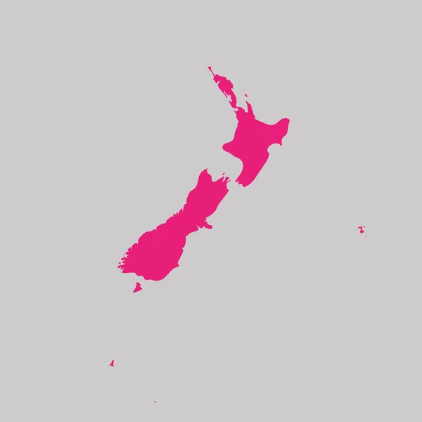 Carte du rose néo-zélandais mise en évidence avec les pays voisins — Image vectorielle