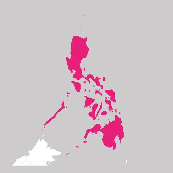 Kaart van Filippijnen roze gemarkeerd met buurlanden — Stockvector