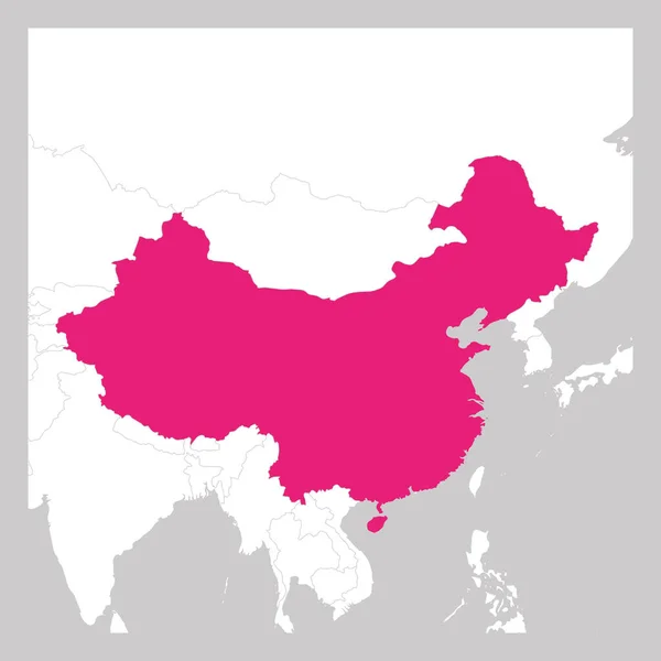 Landkarte von China rosa hervorgehoben mit Nachbarländern — Stockvektor