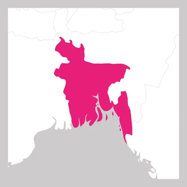 Χάρτης του Μπαγκλαντές ροζ τονίζεται με γειτονικές χώρες — Διανυσματικό Αρχείο