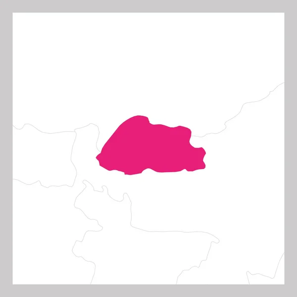 Carte du Bhoutan en rose mis en évidence avec les pays voisins — Image vectorielle