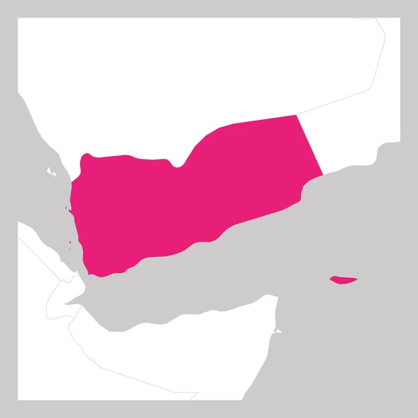 イエメンピンクの地図近隣諸国と強調表示 — ストックベクタ