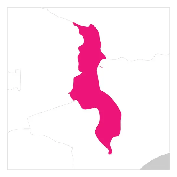 O mapa de Malawi rosa em destaque com os países vizinhos —  Vetores de Stock