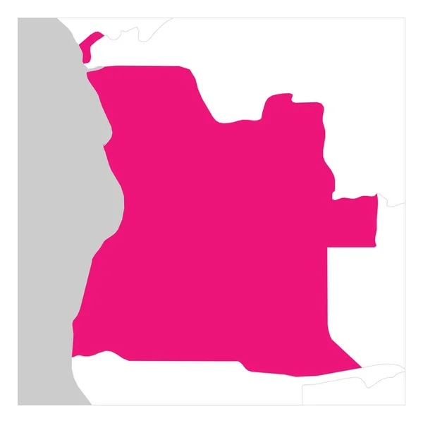 Karte von Angola rosa hervorgehoben mit Nachbarländern — Stockvektor