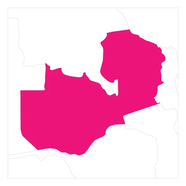 Mapa Zambii růžová zvýrazněná sousedními zeměmi — Stockový vektor
