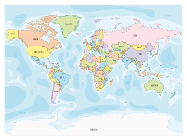 世界地図-手描きの漫画スタイル — ストックベクタ
