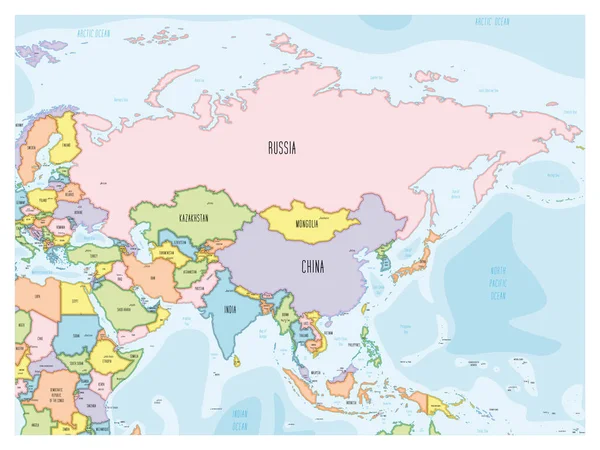 Asia map - met de hand getekend cartoon stijl — Stockvector