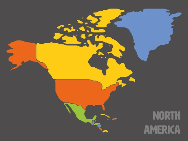 Mapa liso del continente norteamericano — Vector de stock