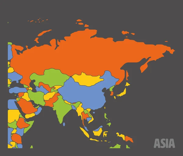 Asya kıtasının düz haritası — Stok Vektör