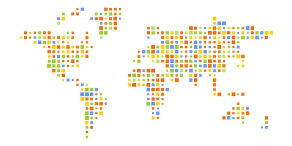 Mapa do mundo colorido quadrado mosaico — Vetor de Stock