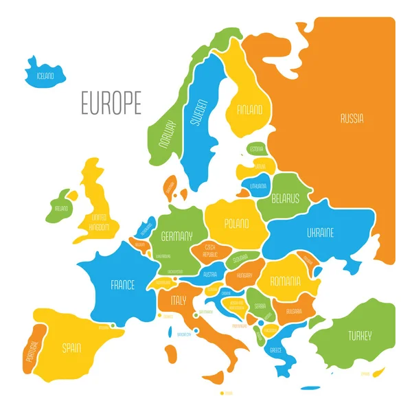 Απλουστευμένος ομαλός χάρτης της Ευρώπης — Διανυσματικό Αρχείο