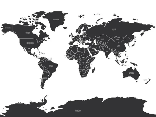 Frontière lisse simplifiée Carte du monde — Image vectorielle