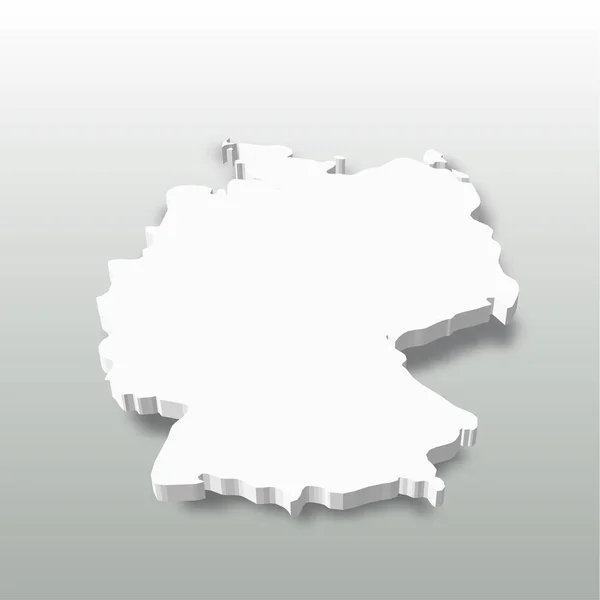 Alemania: mapa de silueta en 3D blanco de la zona rural con sombra caída sobre fondo gris. Ilustración simple vector plano — Archivo Imágenes Vectoriales