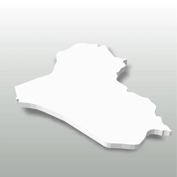 Irak - biała mapa sylwetki 3D obszaru kraju z opuszczonym cieniem na szarym tle. Prosta płaska ilustracja wektora — Wektor stockowy