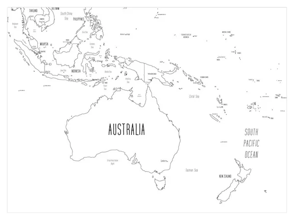 Mapa Austrálie - ručně kreslený kreslený kreslený styl — Stockový vektor