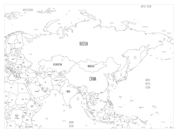 Mappa Asia - stile cartone animato disegnato a mano — Vettoriale Stock
