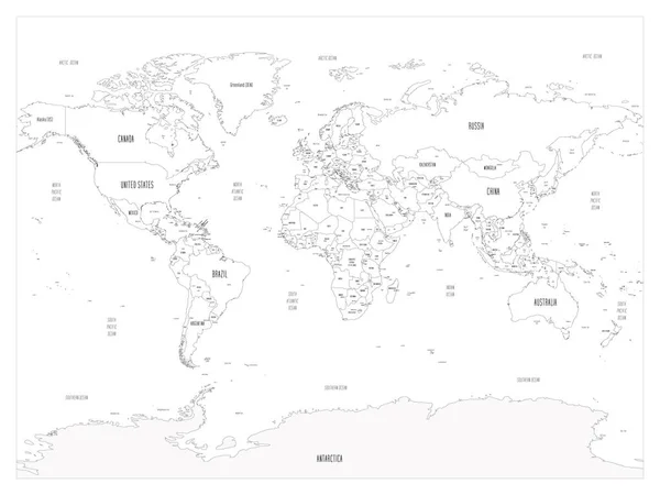 Mappa del mondo - stile cartone animato disegnato a mano — Vettoriale Stock