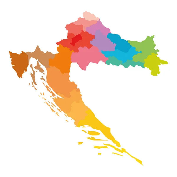 Croácia - mapa dos condados administrativos — Vetor de Stock