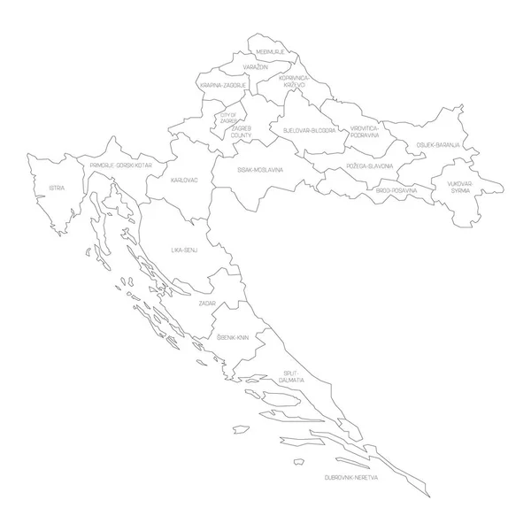 クロアチア-郡地図 — ストックベクタ