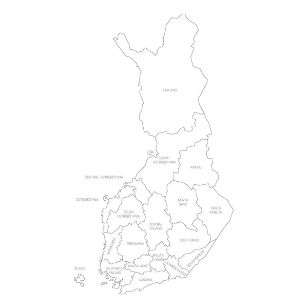 Finlandia - mapa regionów — Wektor stockowy