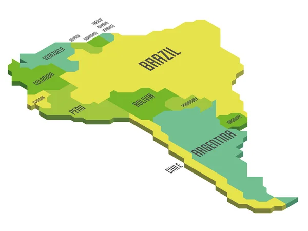 Güney Amerika 'nın Isome siyasi haritası — Stok Vektör
