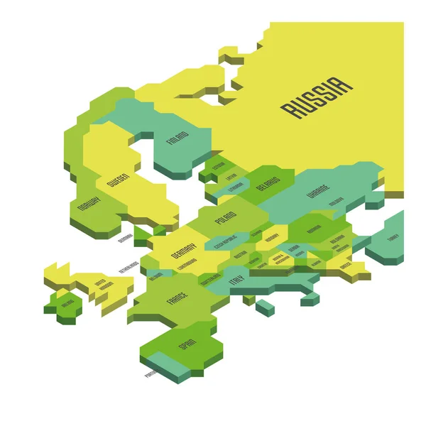 Изометрическая политическая карта Европы — стоковый вектор
