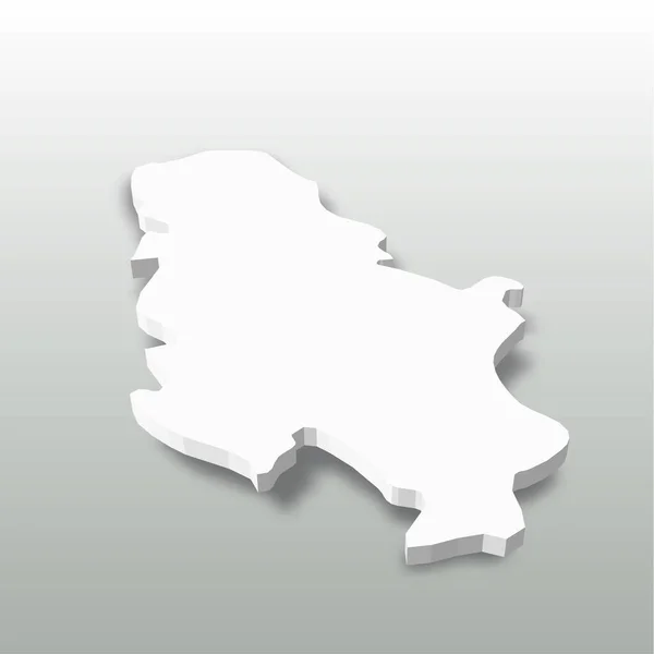 Serbia - white 3D silhouette map of country area with dropped shadow on grey background. Simple flat vector illustration — Wektor stockowy