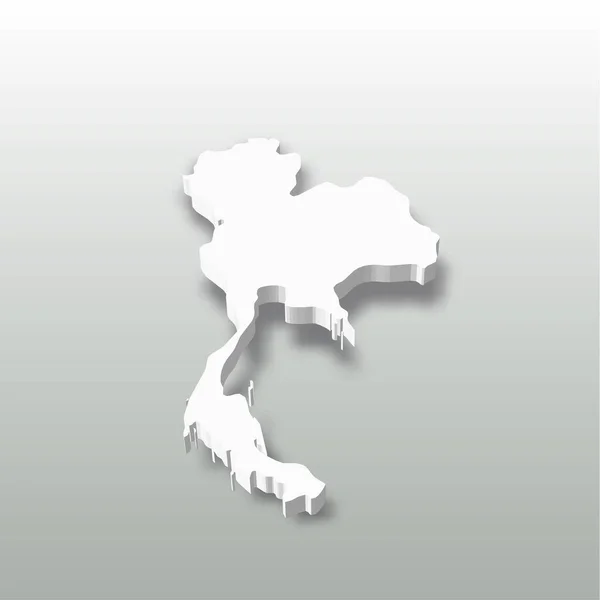 Tayland - Gri arkaplan üzerine gölge düşüren üç boyutlu ülke haritası. Basit düz vektör çizimi — Stok Vektör
