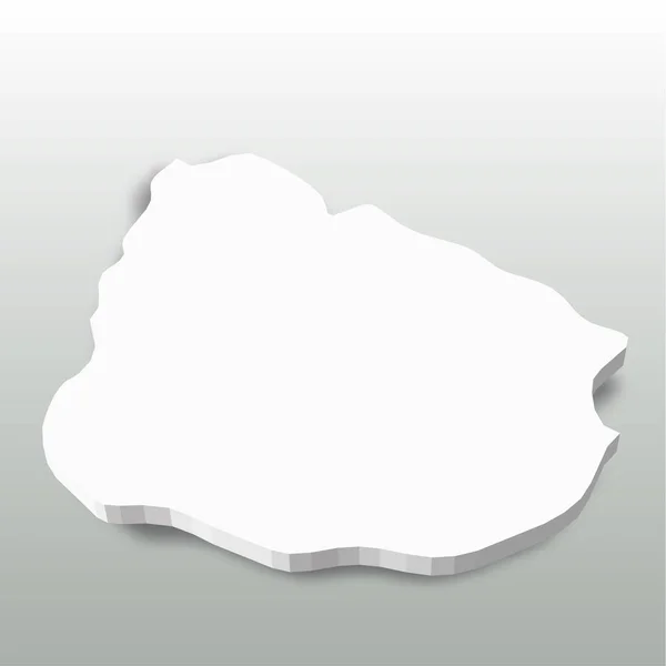 Uruguay - carte de silhouette 3D blanche de la région du pays avec ombre portée sur fond gris. Illustration vectorielle plate simple — Image vectorielle