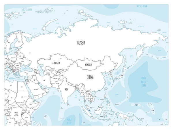 Mapa da Ásia - desenho animado desenhado à mão — Vetor de Stock