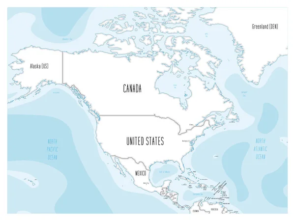 Mapa Severní Ameriky - ručně kreslený kreslený kreslený styl — Stockový vektor