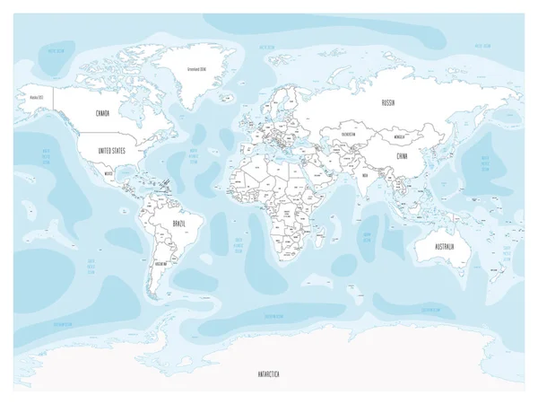 Mapa do mundo - estilo desenho animado desenhado à mão — Vetor de Stock