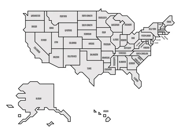 Mapa retro generalizado de Estados Unidos — Vector de stock