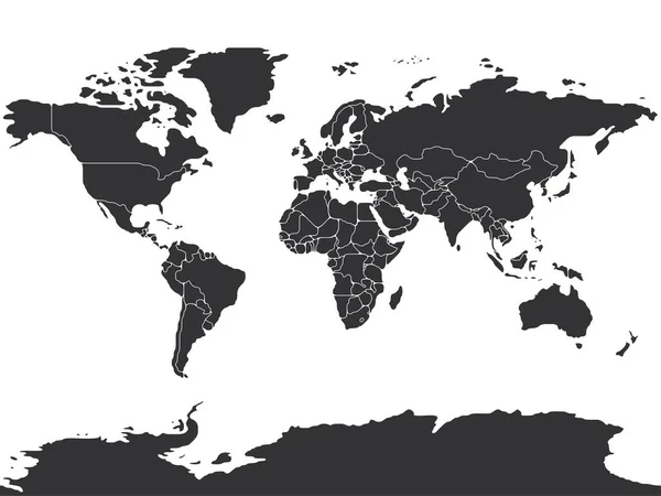 Fronteira lisa simplificada Mapa do mundo — Vetor de Stock