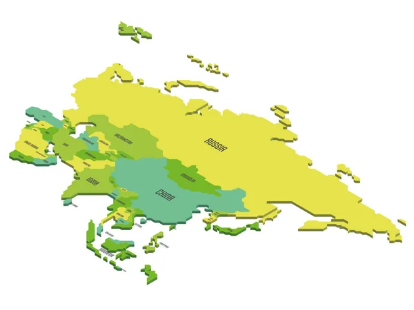 Mapa político isométrico de Asia — Archivo Imágenes Vectoriales