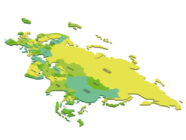 Mapa político isométrico de Eurasia — Archivo Imágenes Vectoriales