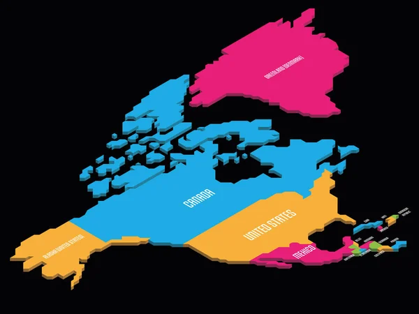 Mapa político isométrico de América del Norte — Archivo Imágenes Vectoriales