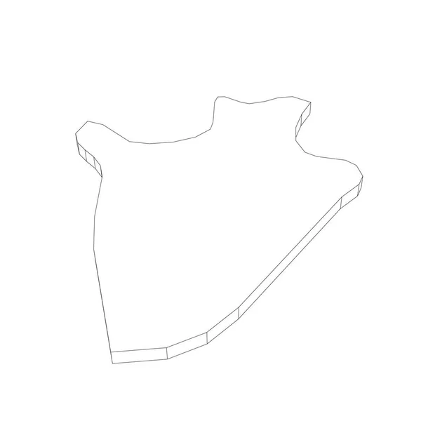 Burundi - 3D preto fino esboço silhueta mapa da área do país. Ilustração simples do vetor plano — Vetor de Stock