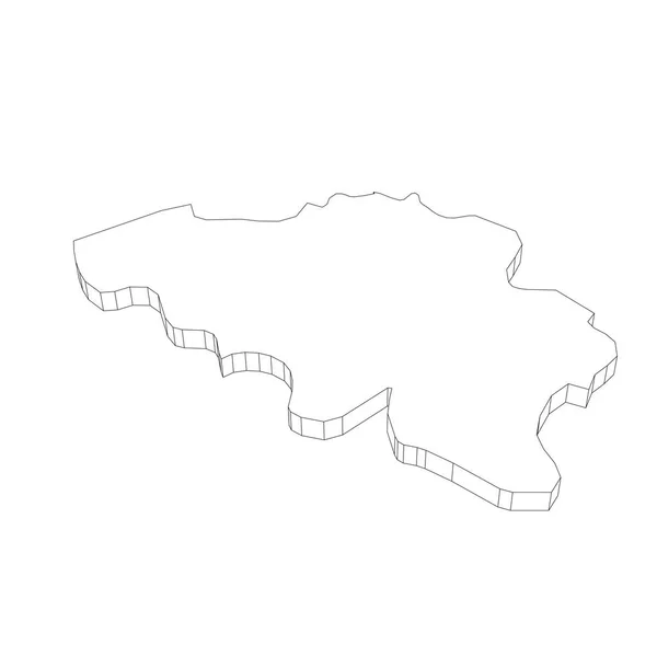 ベルギー-国エリアの3D黒の細い輪郭シルエット地図。シンプルなフラットベクトルイラスト — ストックベクタ