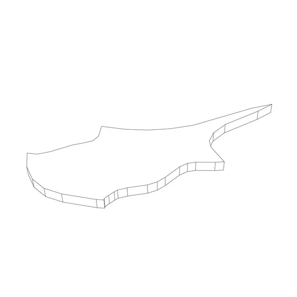 Cipro 3D nero sottile profilo silhouette mappa della zona del paese. Semplice illustrazione vettoriale piatta — Vettoriale Stock